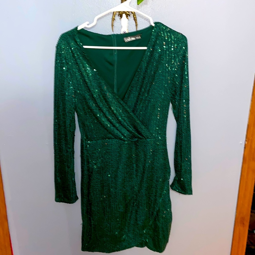 Green sequin dress